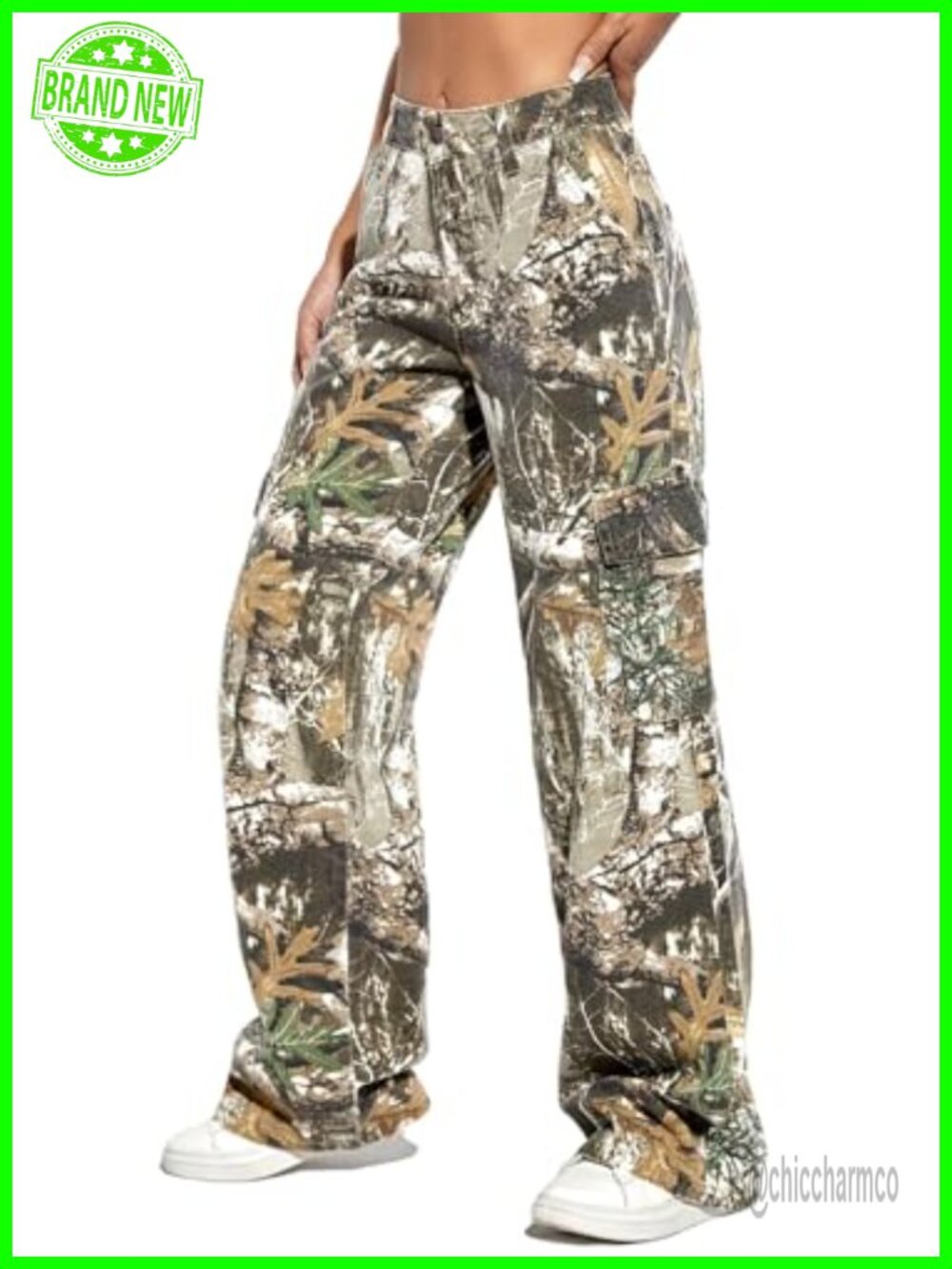 Camo Cargo Pants High Waist Wide Leg Baggy Army Fatigue Jogger